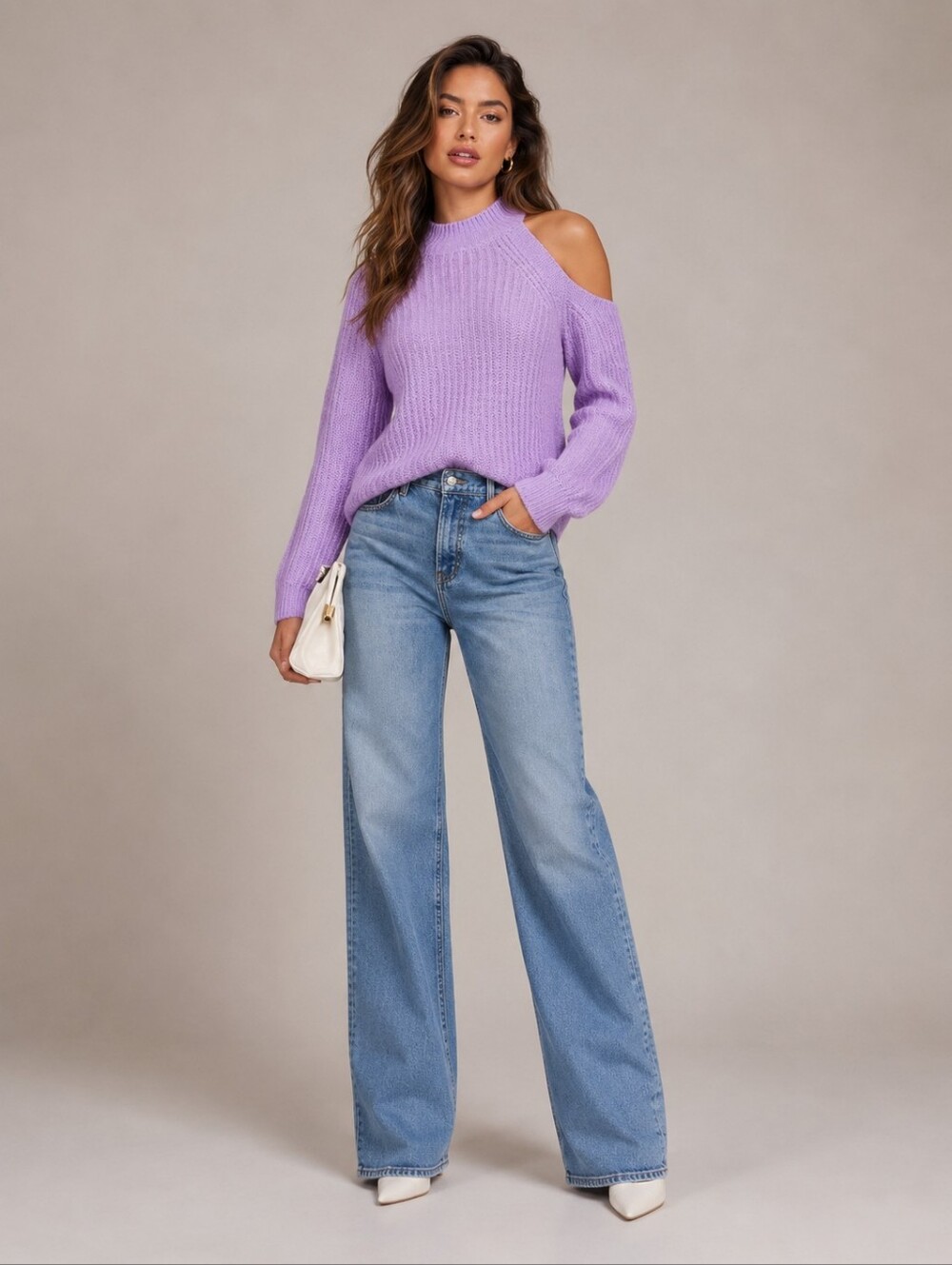 Lovers And Friends Alba Cold Shoulder Sweater In Light Purple New Size XS